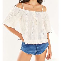 Brand New And Has Never Even Been Tried On! It Is Super Cute And Perfect For The Seasons Coming Up! It Can Be Paired With Shorts Or Jeans! It Has A Tassel Drawstring So It Can Fit And Very Comfortable! It Is A Off The Shoulder Crop Top! Must Go! Final Sale!! Casual Off-shoulder Beach Top, Urban Outfitters Bohemian Summer Tops, Casual Tops For Daytime In Summer, Feminine Off-shoulder Cotton Top, Urban Outfitters Summer Beach Blouse, Urban Outfitters Short Sleeve Summer Blouse, Urban Outfitters Cotton Tops For Vacation, Summer Tops From Urban Outfitters For Day Out, Urban Outfitters Summer Tops For Vacation