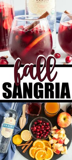 an image of fall sangria with oranges and cranberries on the side