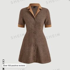 Never Worn A Little Too Big For Me On The Waist :) Brown Plaid Dress, Fashion Moodboard, What A Girl Wants, Dresses Cute, Shein Dress, Shein Dresses, Dress Short Sleeve, Mood Board Fashion, Brown Plaid