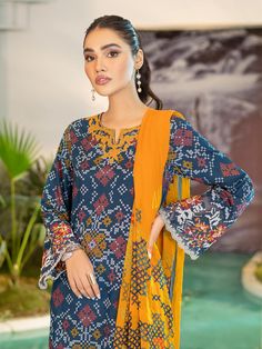 Limelight Blue U1840su 3pc Summer Embroidered 2022 Original brand suit fabric and photography lite diffrance in actual print. Embroidered Neckline, Shalwar Kameez, Suit Fabric, Chiffon Shirt, Blue Design, Summer Collection, Gender Female, Clothing Brand, Printed Shirts