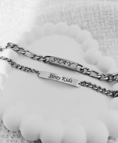 Stray Kids Stay named bracelets  Black stainless steel  Please don't hesitate to ask any questions! All my products are belong to me please do not copy! Stay Bracelet, Stray Kids Merch, Bracelets Black, Skz Stay, Wedding Jewelry Bracelets, Name Bracelet, Homeless Children, Kids Jewelry, Black Stainless Steel