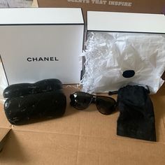 Chanel Tortoise Shell Sunglasses. Gently Used. Includes Sunglasses Pouch, Case, Box. Case Bang Up Look At Last 2 Pictures But Opens & Closes Like Normal. Aviators Sunglasses, Shell Sunglasses, Sunglasses Pouch, Tortoise Shell Sunglasses, Chanel Accessories, Box Color, At Last, Aviator Sunglasses, Tortoise Shell