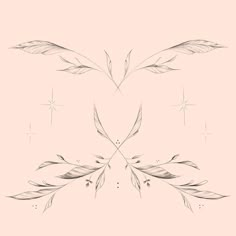 a drawing of leaves and stars on a pink background