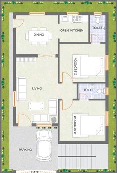 a floor plan for a house with three rooms