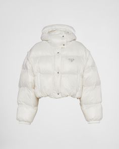 Prada Jacket, White Puffer Jacket, White Puffer, Detachable Sleeves, Triangle Logo, Padded Jacket, Women's Fitness, Quilted Jacket