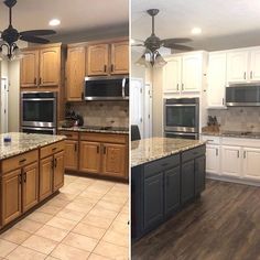 before and after pictures of a kitchen remodel