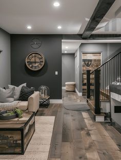 Rustic Basement Ideas: Cozy Stone Fireplace Green Gray Basement, Fireplace Wall Basement, Cozy Basement Decor, Furnished Basement Ideas, Basement Family Room Ideas Cozy Living, Basement Accent Wall Ideas, Dream Basement Ideas, Basement Accent Wall, Dark Basement Ideas