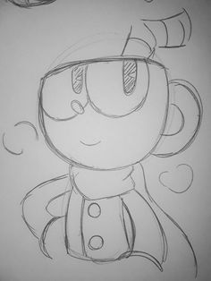 a drawing of a cartoon character with glasses and a hat on it's head