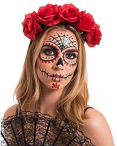 Catrina Diy Costume, Catrina Makeup Easy, Easy Catrina Makeup, Maquillaje Halloween Infantil, Makeup Halloween Easy, Halloween Simples, Easy Halloween Makeup Ideas, Halloween Maquillaje