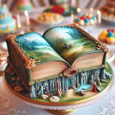 an open book cake on top of a table