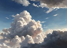 a painting of clouds in the sky