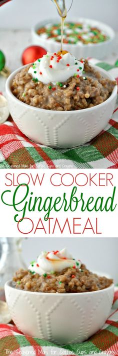 this slow cooker gingerbread oatmeal is so good it's ready to be eaten