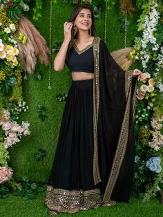 Introducing our new, stylish, and elegantly personified semi-stitched black lehenga choli! Crafted beautifully on a quality georgette fabric, this outfit showcases a perfect combination of style and charm.
The black color ensemble includes a lehenga, choli, and a 2.40-meter-long dupatta, offering a classic and timeless look. The lehenga itself boasts a remarkable flair of 3.50 meters, providing a graceful and flowing silhouette.
What makes this lehenga choli even more special is its customizable Dhavani Designs, Black Lengha, Shaurya Sanadhya, Golden Lehenga, Black Lehenga Choli, Black Lehenga, Lehenga Designs Simple, Indian Party Wear, Choli Designs