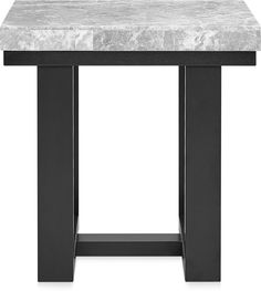 a black and white marble top side table with metal legs, on a white background