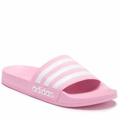 Size 4, Fits A Size 6 In Women. True Pink And White Slides. Open Toe Stripe Print Vamp Logo Detail Slip-On Adidas Slides With Cushioned Footbed For Spring, Sporty Synthetic Flip Flops For Spring, Adidas Summer Slip-on Flip Flops, Adidas Slip-on Flip Flops For Summer, Adidas Slip-on Slides For Spring, Adidas Open Toe Slides For Spring, Spring Adidas Open Toe Slides, Adidas Slides For Spring, Casual Adidas Flip Flops For Spring