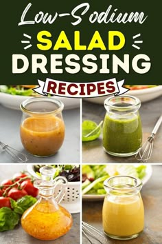 salad dressing recipe is shown in four different pictures