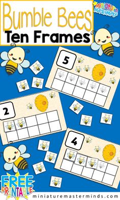 the printable bumble bees ten frames game