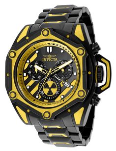 This beautiful Invicta Sea Monster watch contains a Quartz movement, held by a stunning black case. Its face displays a black, yellow, white metal dial protected by a highly resistant Flame Fusion Crystal. This timepiece is completed by a black, yellow stainless steel band and it offers water resistance of up to 100m.Beckoning from the depths of the sea, the mighty Invicta Sea Monster arises. Illuminating the dark reaches of the ocean with super luminescent tubes imbedded throughout the many ele Mens Invicta Watches, Sea Monster, Premium Watches, Best Watches For Men, Invicta Watches, Sea Monsters, Buy Watches, The Mighty, Men's Watches