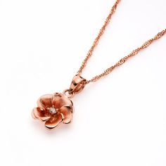 Our beautiful 14K rose gold, rose pendant will make you think of strolling along a flowery path, with roses in full bloom. The majestic rose… Rose Gold Pendant Flower Necklace For Anniversary, Rose Gold Flower Pendant Necklace For Anniversary, Rose Gold Pendant Flower Necklace, Rose Gold Flower Charm Pendant Necklace, Anniversary Rose Gold Flower Charm Necklace, Jewelry Fancy, Diamond Centerpiece, Diamond Flower Pendant, Jewelry Floral