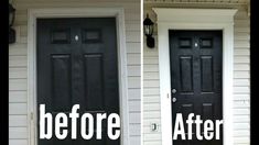 before and after photos of a black front door