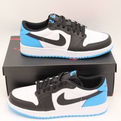 New With Box 100% Authentic With Proof Of Purchase And Authenticity Available Air Jordan 1 Retro Low Og Black Dark Powder Blue (Gs) Size 7y Style Cz0858-104 Size 7y Style Cz0858-104 Colorway White/Dark Powder Blue/Black Lace Up Closure Leather With Rubber Soles Tissue Paper Dust Is Displayed In Photos All Flaws Displayed In Photos Wolf Grey Jordans, Nike Flight, Boys Basketball Shoes, Nike Air Jordan 6, Black Jordans, Nike Air Jordan 11, Jordan 11 Retro Low, Jordan 13 Retro, Toddler Girl Shoes