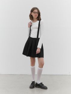 Composition : COTTON 54 RAYON 46Country of Origin : KOREA Black Bottoms With Suspenders For Spring, Chic Black Formal Suspender Dress, Black Workwear Bottoms With Suspenders, Suspender Skirt, Skirt Black, Game Character, Anime Guys, Outfit Ideas, Composition