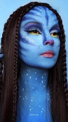 Avatar The Way Of Water Makeup Look, Water Avatar Makeup, Avatar Face Painting, Avatar The Way Of Water Makeup, Avatar Costume, Liner Makeup