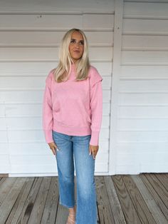 Stunning pink sweater with pearl detail Model is 5'7" with a 28" waist, 34" bust, and 36" hips wearing a small Pearl Sweater, Pink Pearl, Pink Sweater, Free Giveaway, Pink, How To Wear