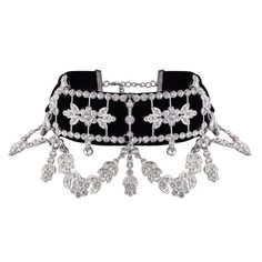 Lace Up Luxury Statement Rhinestone Choker - 3DVanity.com Kalung Choker, Black Velvet Choker Necklace, Sparkly Accessories, Flower Choker Necklace, Velvet Choker Necklaces, Black Velvet Choker, Fotografi Digital, Silver Choker Necklace, Rhinestone Choker Necklace