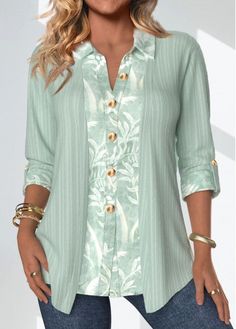 Color:Sage Green;Size:S;Size:M;Size:L;Size:XL;Size:XXL;Package Contents:1 X Blouse;Occasion:Other;Style:Bohemian; Sage Green Shirt, Shirt Collar Blouse, White Chiffon Blouse, Plaid Shirt Women, Trendy Tops For Women, Green Long Sleeve, Green Shirt, Collar Blouse, Leaf Print