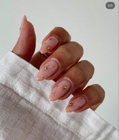 Bridesmaids Nails, Boho Nails, Gold Nail, Her Nails, Almond Nail, Neutral Nails, Xmas Nails