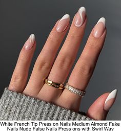 PRICES MAY VARY.  #white #nail #design White Nail Design, Vacay Nails, Nails Medium Almond, Nails Press Ons, French Tip Press On Nails, Press On Nails Medium, White French Tip