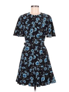 Michael Kors Collection Casual Dress Size: 6 Black Dresses - used. 100% Polyester, Crew Neck, Short, Short Sleeve | Michael Kors Collection Casual Dress: Black Dresses - Used - Size 6 Blue Floral Dresses, Casual Dress Black, Blue Dress Casual, Michael Kors Collection, Floral Blue Dress, Black Dresses Casual, Floral Dresses, Black Dresses, Casual Dresses For Women