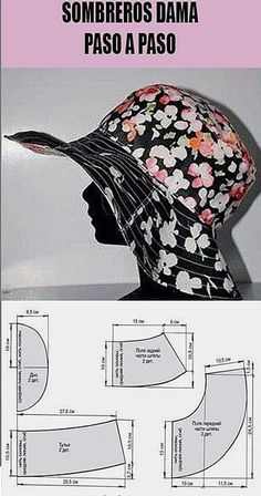 an image of a woman's hat with flowers on it and the pattern below