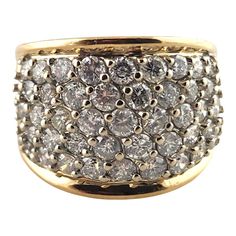 14 Karat Yellow Gold Diamond Pave Wide Band Ring Size 7.75  This gorgeous wide band ring was meticulously crafted from 14K yellow gold and is decorated with 43 sparkling, round brilliant cut diamonds!  Approximate total diamond weight: 2.30 cttw  Diamond color: H-I  Diamond clarity: I1-I2  Ring size: 7.75 Shank: 4.4mm  Weight: 7.68 g/ 4.93 dwt  Hallmark: 14K  *JAGi card included*  Very good condition, professionally polished.  Will come packaged in a gift box or pouch (when possible) and will be shipped U.S. Priority Mail Insured. Wide Diamond Wedding Bands, Wide Diamond Bands, Contemporary Engagement Rings, Gold Diamond Band, Amethyst And Diamond Ring, Wide Band Ring, Gold Diamond Engagement Rings, Sapphire Band, Engagement Ring Sizes