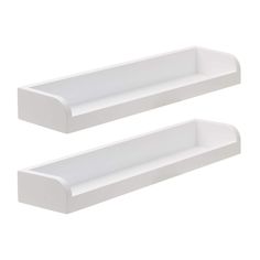 two white shelfs are shown against a white background