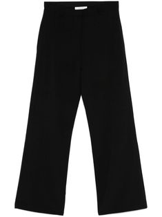 black virgin wool blend straight leg front hook and zip fastening belt loops two side inset pockets rear jetted pocket Chic Black Pants With Straight Silhouette, Black Straight Silhouette Pants For Work, Black Pants With Belt Loops And Straight Hem, Black Straight Silhouette Bottoms For Workwear, Wardrobe Edit, Yoko London, Straight Leg Trousers, Exclusive Fashion, Pants Straight