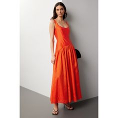 Orange (100% Polyester). Gown. Scoop neck. Back zipper closure. 58" from shoulder to hemline. Imported. Fitted Scoop Neck Maxi Dress For Spring, Spring Fitted Maxi Dress With Scoop Neck, Scoop Neck Maxi Dress For Spring, Spring Chic Scoop Neck Maxi Dress, Chic Spring Maxi Dress With Scoop Neck, Summer Evening Midi Dress With Scoop Neck, Chic Scoop Neck Maxi Dress For Evening, Summer Dress With Fitted Bodice And Invisible Zipper, Spring Midi Dress With Straight Neckline And Back Zipper