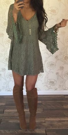 lace dresses for fall Shop @ CollectiveStyles.com Estilo Hippie, Mode Boho, Bohol, Dresses Outfits, Styl Boho, Boots Fall, Country Outfits, Looks Style, Mode Inspiration