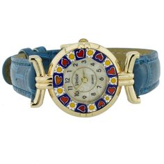 This elegant Murano Glass watch is a unique timepiece featuring high-quality workmanship and the most famous centuries-old Murano Millefiori technique. Stylized flowers in rich colors adorn the face of this watch and give it a trendy Venetian look. This Murano watch adds an artistic accent to any outfit and makes a great stylish gift to any woman with appreciation of Venetian heritage and Murano craftsmanship. Measurements: The handcrafted face of this Murano Glass watch measures 1 inch in diame Fun Watches For Women, Colorful Watches, Murano Glass Jewelry, Fleece Hat, Women's Watches, Watches Women Fashion, Hippie Outfits, Jewelry Inspo, Rich Colors