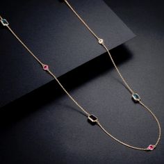 Long Crystal Necklace, Platinum Chain, Classic Necklace, Long Chain, Color Crystal, Gold Rose, Crystal Necklace, Platinum, Rose Gold