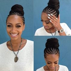 Keeping it simple in this cornrow and bun combo @kerihilson. Now if only my edges would let me rock these... #styleinspiration #cornrows #braidedbun #glodupekaete Keri Hilson Braids, Updo Cabello Natural, Ghana Braid Styles, Plaited Hair, Keri Hilson, Braided Bun Hairstyles, Beautiful Braids, Braid Ideas