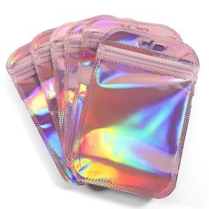 New Iridescent Self Sealing Bags Pink Laser Plastic Pouches Resealable Zip Lock Packaging For Jewelry Or Small Accessories Bags Count: 10 Size: Small (See Pictures For Measurements) Jewelry Display Retail, Zip Lock Packaging, Display Retail, Holographic Bag, Clear Cosmetic Bag, Retail Bags, Bags Pink, Plastic Pouch, Small Notebook