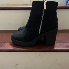 Black Booties, Never Worn, New, Size 8 Trendy Black Platform Booties, Trendy Ankle Booties For Night Out, Forever 21 Casual Winter Boots, Casual Winter Boots By Forever 21, Trendy Forever 21 Boots For Fall, Forever 21 Boots For Fall Party, Forever 21 Party Boots For Fall, Casual Party Boots By Forever 21, Forever 21 Casual Party Boots