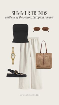 Europe Mom Outfits, Europe Summer Fashion Street Styles, Euro Summer Capsule Wardrobe, Summer Fashion Inspo 2024, Euro Summer Outfits 2024, Italy Wardrobe Summer, 2024 Style Trends Fashion, 2024 Fashion Trends Summer Outfits, Summer Fashion 2024 Trends Casual