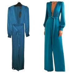 *Nwt* Rachel Zoe Liana Gathered Crepe Wide-Leg Jumpsuit (Evening Blue) - Women's Size 6 New With Tags Purchased Directly From Rachel Zoe For Orig Price Of $595. Comes In Original Jumpsuit Clear Bag With Rachel Zoe Sku Sticker And Original Rachel Zoe Packing Slip. Color: Evening Blue (I Took Photos Of Jumpsuit With And Without Flash.) Women's Size 6 Jumpsuit Length Is 62" From Shoulder. Inseam: 34" Bust: 32" Waist: 28" Hips: 32" Daring Plunge Neck Gathered Crepe (73% Acetate/27% Polyester With 10 Formal Fitted Blue Jumpsuits And Rompers, Blue Long Sleeve Jumpsuit For Formal Occasions, Elegant Fitted Blue Jumpsuits And Rompers, Fitted Blue Pantsuit For Evening, Blue Fitted Pantsuit For Evening, Jumpsuit Evening, Casual Date Night Outfit, Packing Slip, Clear Bag