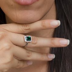 A Stunning Emerald and diamonds ring, handmade to order in any size.Flaunting a prong set 8 x 6 mm, octagon cut Green chatham emerald.The stone is set a little high on the finger maximizing its presence and appeal.Each ring is made start to finish with the utmost attention to details, each diamond is handpicked for the best sparkle and color.Ring features:..............................• Made to Order in solid gold and in any size, Beautifully finished.• Emerald info: 8x6 mm Octagon cut, Chatham 2ct Engagement Ring, Emerald Gold Ring, Diamond Gold Ring, Jewelry Artist, Sparkling Rings, Diamonds Ring, Emerald Cut Diamond, May Birthstone, Green Gemstones