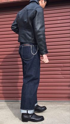 Mens Rockabilly Fashion, Selvedge Denim Outfit Men, Rockabilly Style Men, Dr Martens Men Outfit, Greaser Style, Japanese Street Fashion Men, Mode Rockabilly