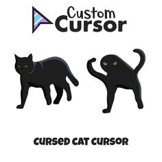 two black cats standing next to each other with the words custom cussor on them