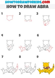 how to draw cartoon pokemon step by step instructions for kids and beginners with pictures